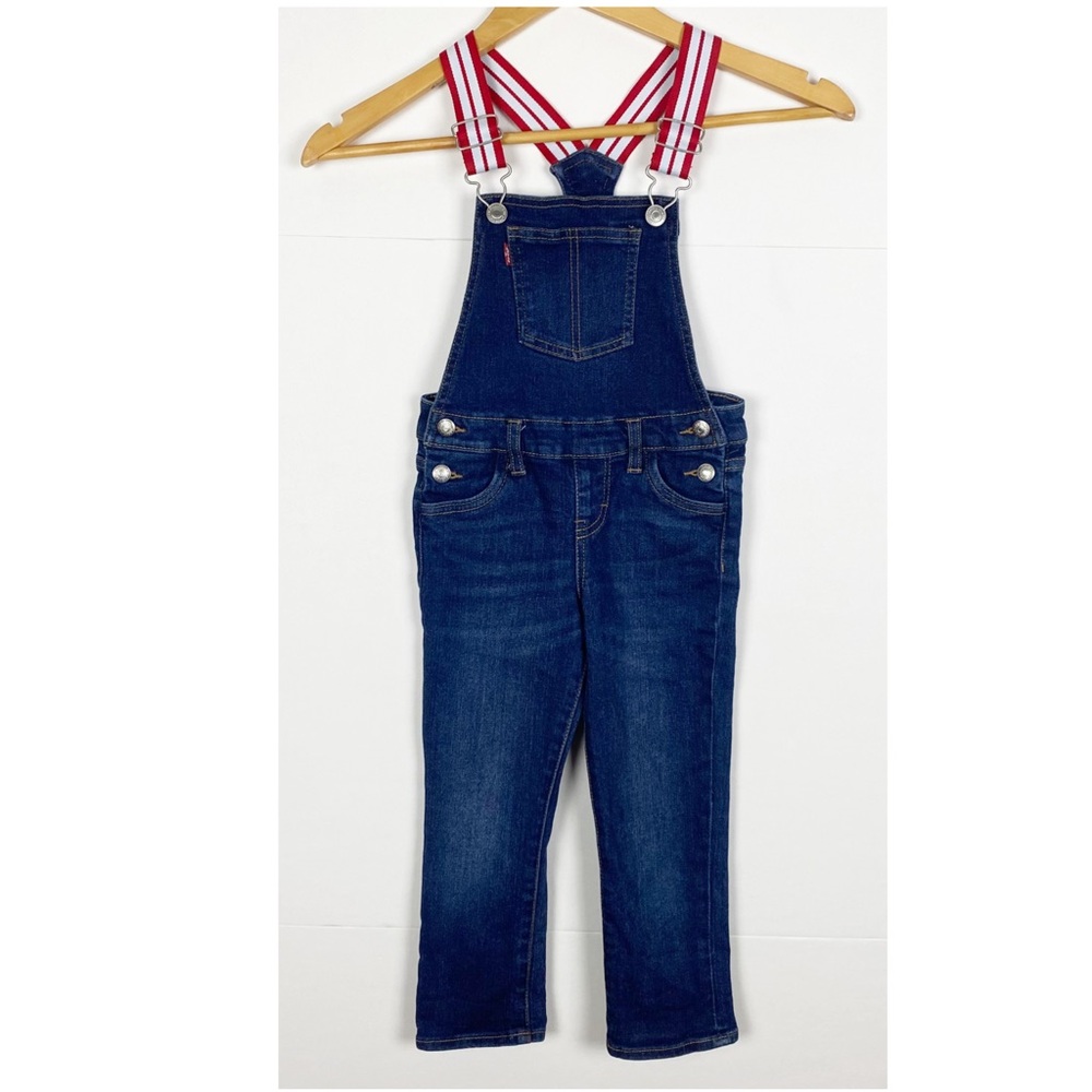 Levi’s Denim Overalls Striped Red White Straps Size 4T